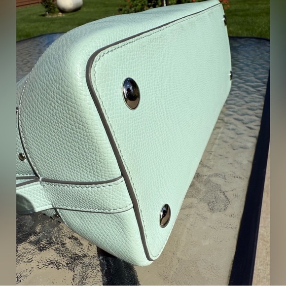 Coach Light Green Satchel with Floral Cutouts - Picture 7 of 12